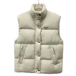 Prada 2023 Beige Triangle Logo Single-Breasted Down Vest